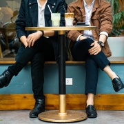 Couple having a coffee shop conversation